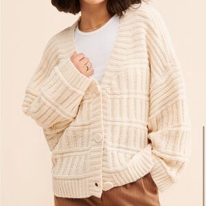 Little Lies “Loren” Patterned Cardigan in Ivory